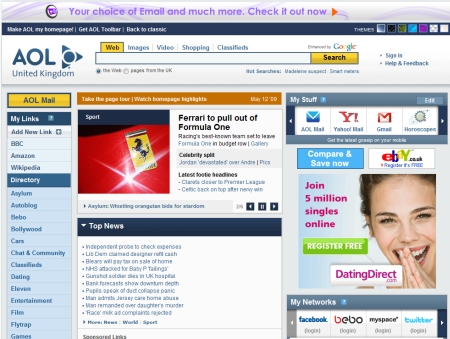 AOL UK homepage